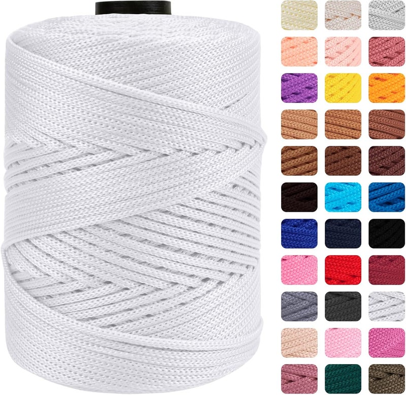 CAMAL Polypropylene Cord 3mm 185 Yards Colorful Polyester Yarn Handmade Knitting Thread Macrame Cord 3mm for Crochet Bags, DIY Crafts, Plant Hangers, Making Macrame Project(White) - Image 1